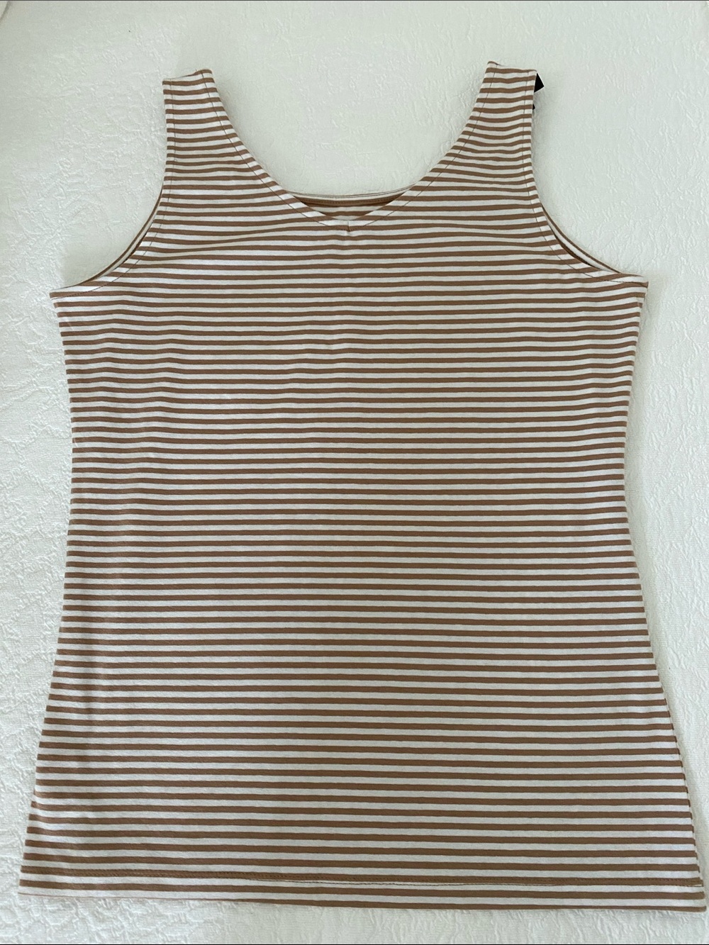 Talbots Tan and White Striped Reversible Tank Top